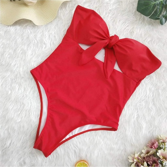 Amazon Other - New! Womens Red Monokini Red One Piece Swimsuit, removable straps/padding Medium